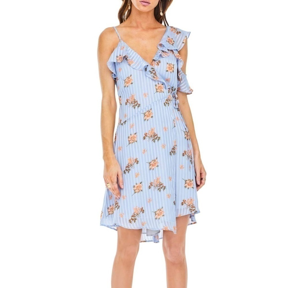 NWT ASTR Josie blue & peach ruffle dress size S